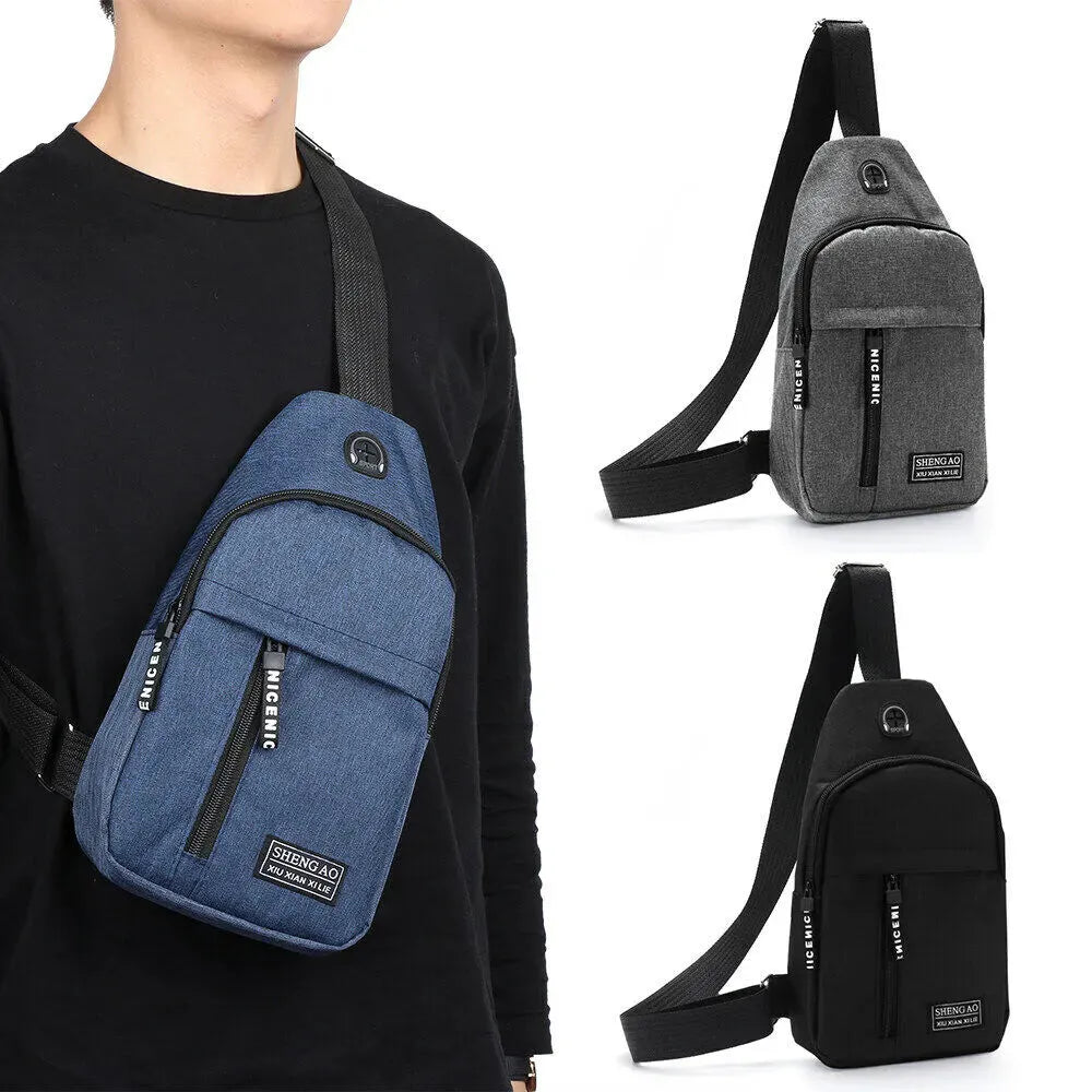 Men and Women Nylon Sling Bag Lightweight Crossbody Shoulder Backpack for Sports Travel and Daily Use
