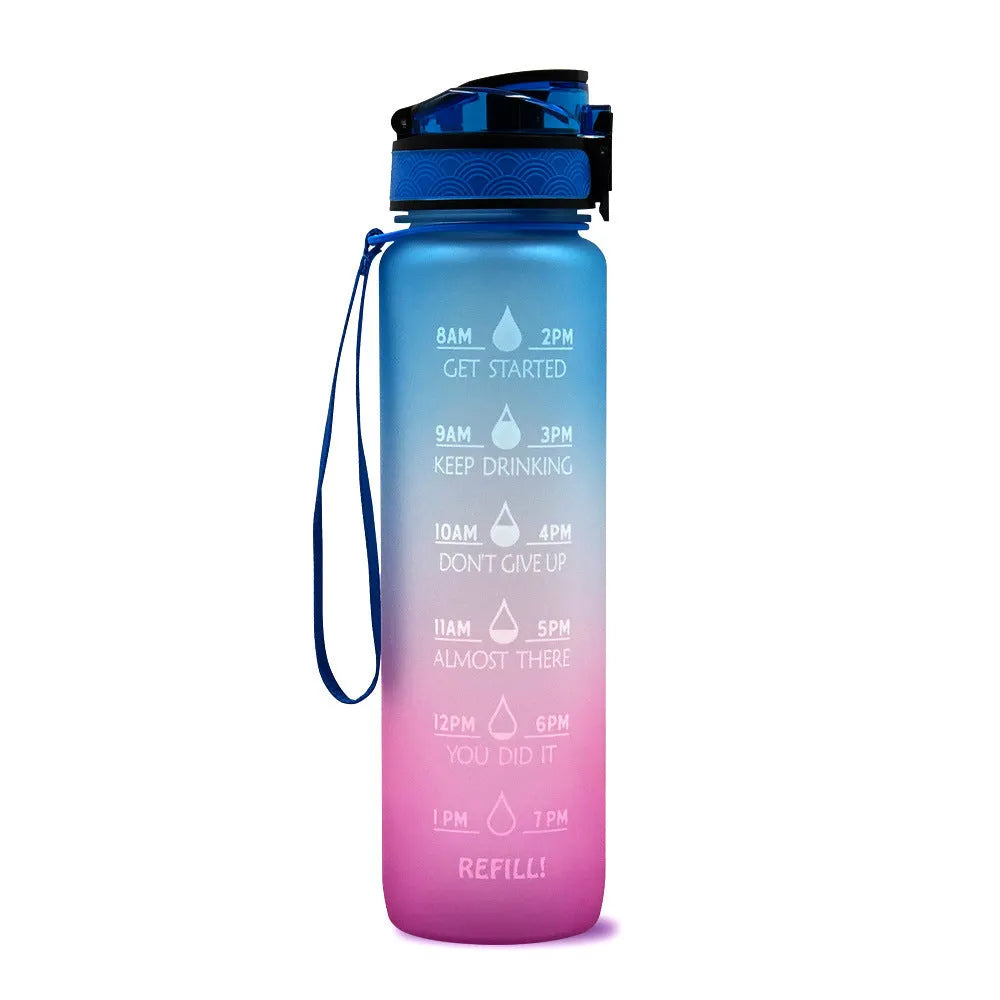 1 Liter Tritan Water Bottle With Time Marker Leakproof Cup For Sports Fitness Activities