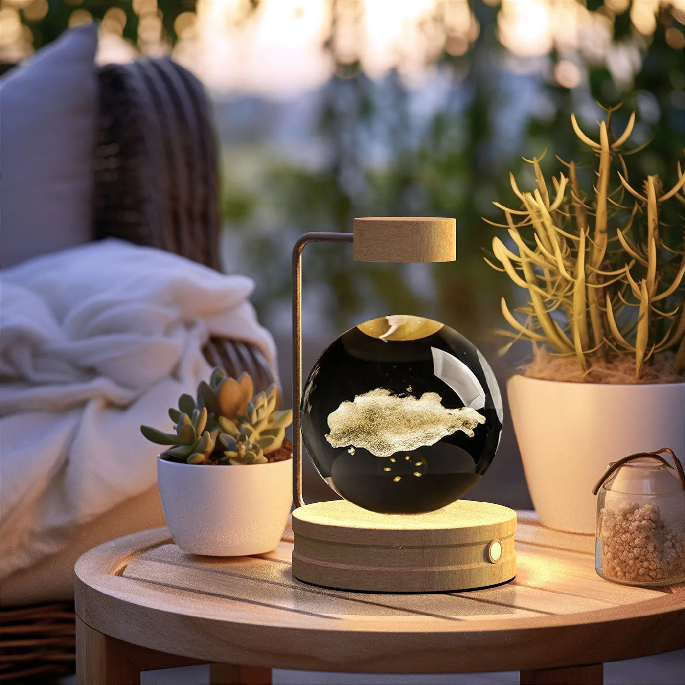 Crystal Ball Cosmic Dinosaur Indoor Night Light USB Powered Warm Bedside Lamp Birthday Gift