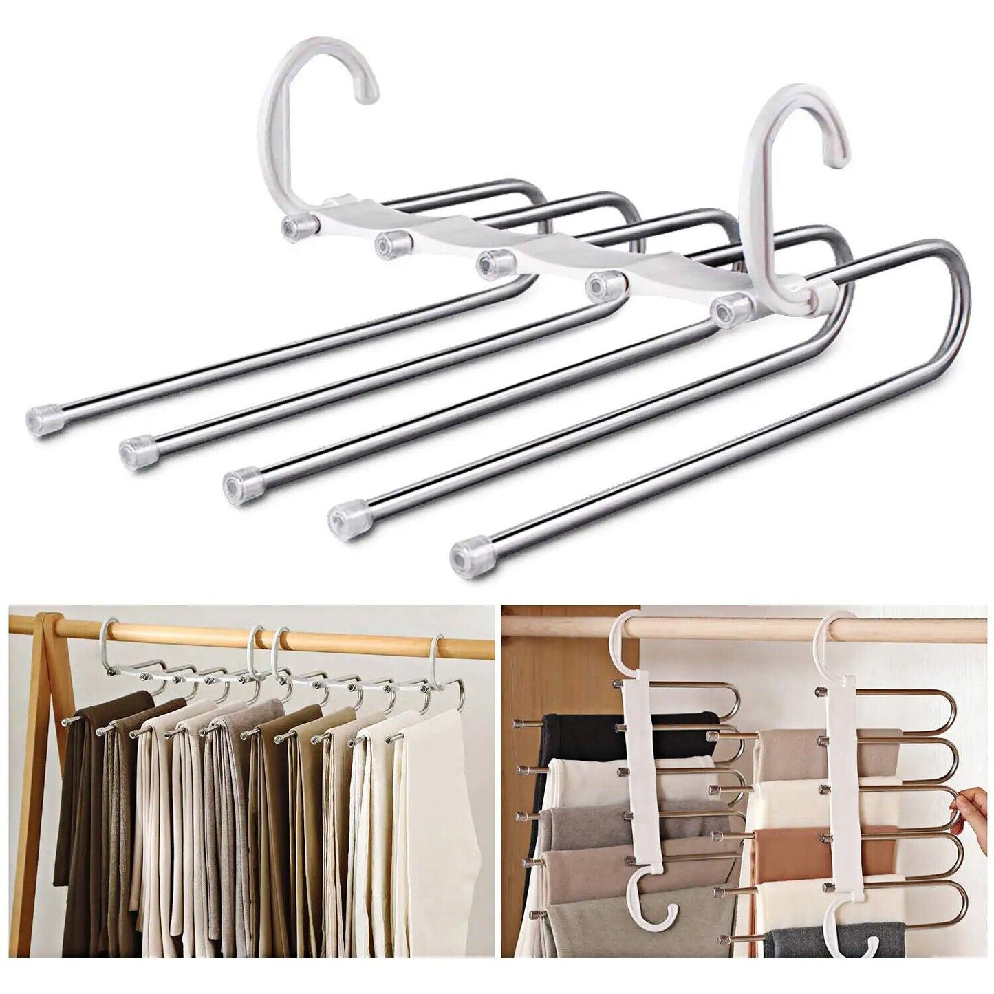 Metal Hanger, Pants Clothes Rack Hooks , Space Saver Closet Organizers