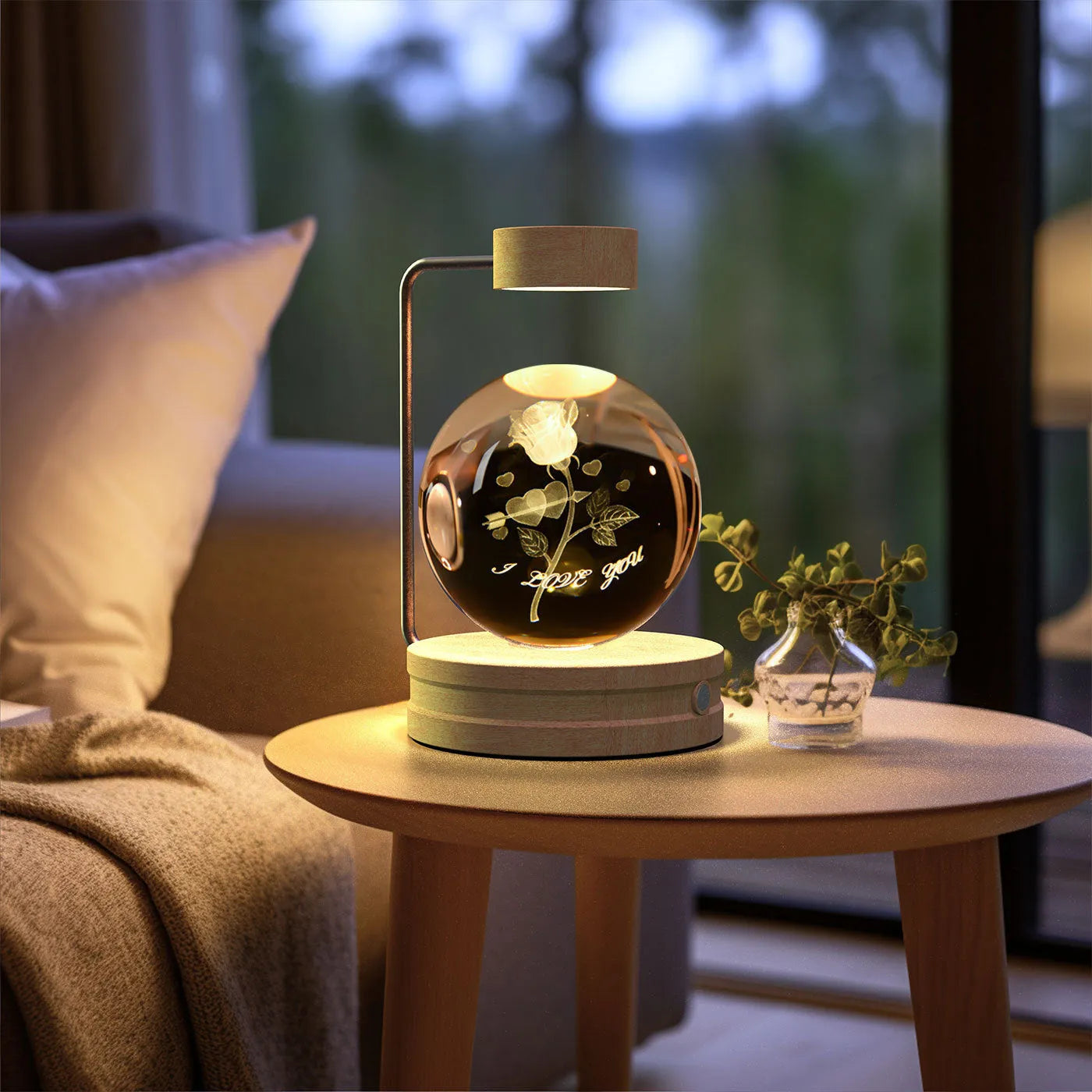 Crystal Ball Cosmic Dinosaur Indoor Night Light USB Powered Warm Bedside Lamp Birthday Gift
