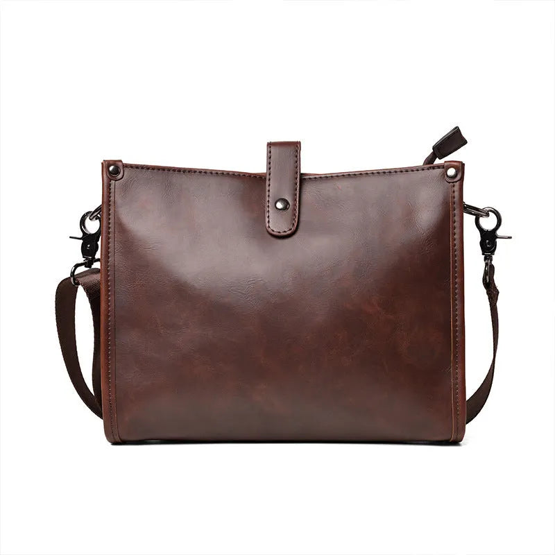 Men's Shoulder Messenger Bag Korean Style Casual Horizontal Retro Fashion PU Leather Crossbody Bag for Men
