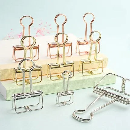 Medium Metal Wire Binder Clips Colorful Hollow Out Paper Organizers Office School Accessories