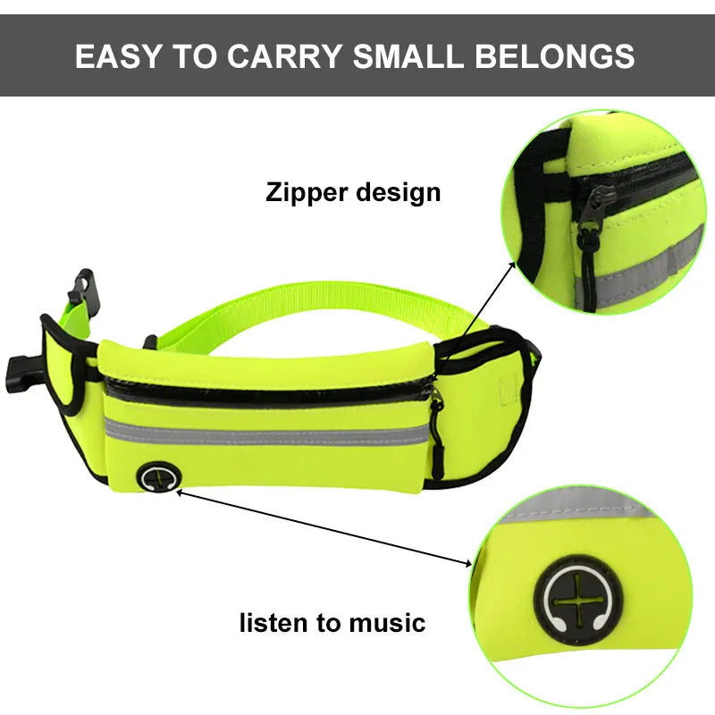 Pet Waist Bag with Sports Traction Rope Reflective Waterproof Design for Running