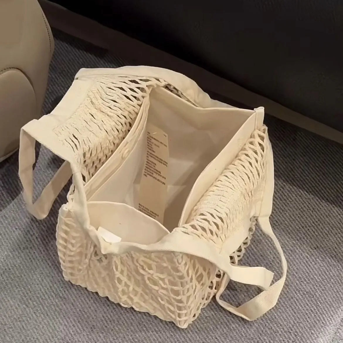 Summer Woven Hollowed Handbag for Women Crossbody Bag 37x33cm Soft PU Material