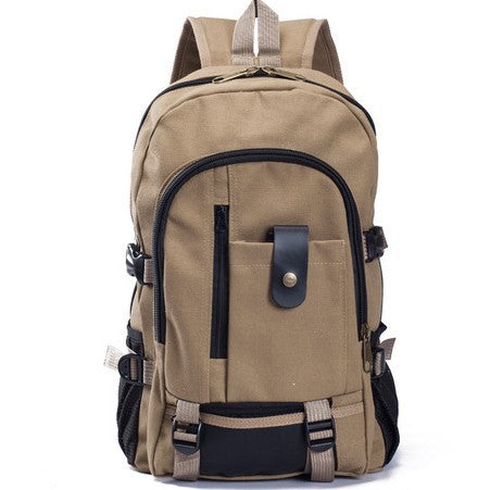 Men's Canvas Backpack – Durable Zipper Student Bag for School & Daily Use