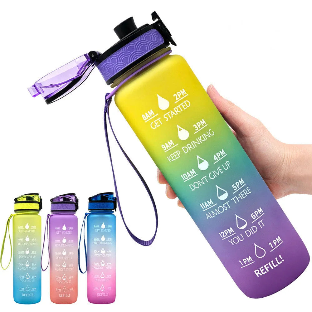 1 Liter Tritan Water Bottle With Time Marker Leakproof Cup For Sports Fitness Activities