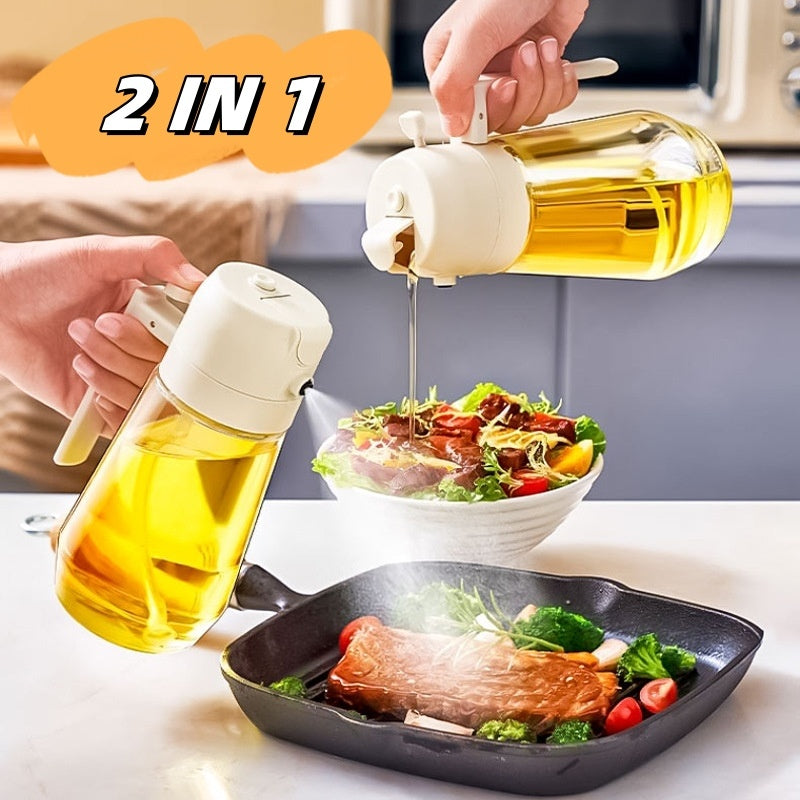 470ML Olive Oil Sprayer Dispenser For Cooking BBQ,2 In 1 Glass Oil Vinegar Soy Sauce Spray,Kitchen Oil Bottle For Air Fryer