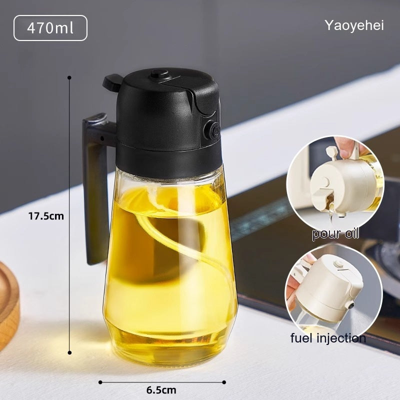 470ML Olive Oil Sprayer Dispenser For Cooking BBQ,2 In 1 Glass Oil Vinegar Soy Sauce Spray,Kitchen Oil Bottle For Air Fryer