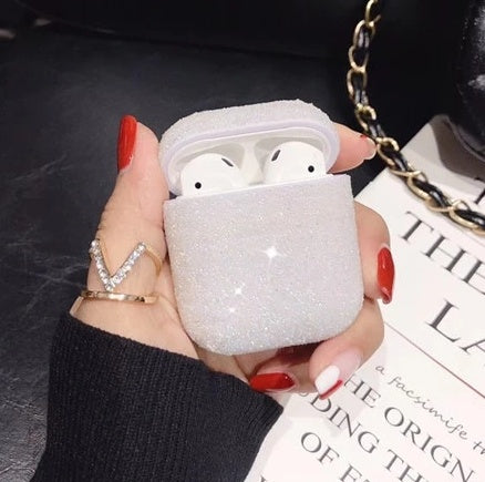 Compatible with AirPods 1 & 2 Case, Keychain+Anti-Lost Strap+Ear Hooks+Watch Band Holder,Protective Bling Crystal Glitter Luxury Shining