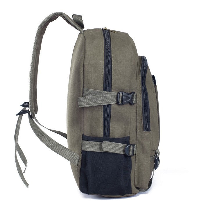 Men's Canvas Backpack – Durable Zipper Student Bag for School & Daily Use