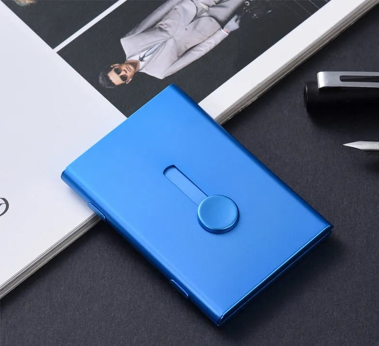 Business Card Holders Professional Thumb Drive Slide Out Case Stainless Steel ID Name Wallet Credit Card Holder for Men and Women