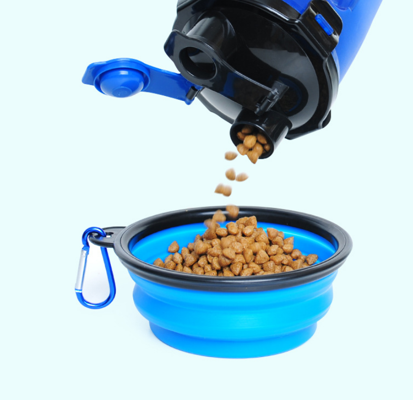 2 In 1 Pet Water Bottle Dispenser Travel Portable Dog Cat Drinking Silicone Bowl