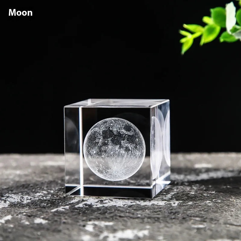 Desktop Crystal Creative Gift Ornament White Lotus Cube