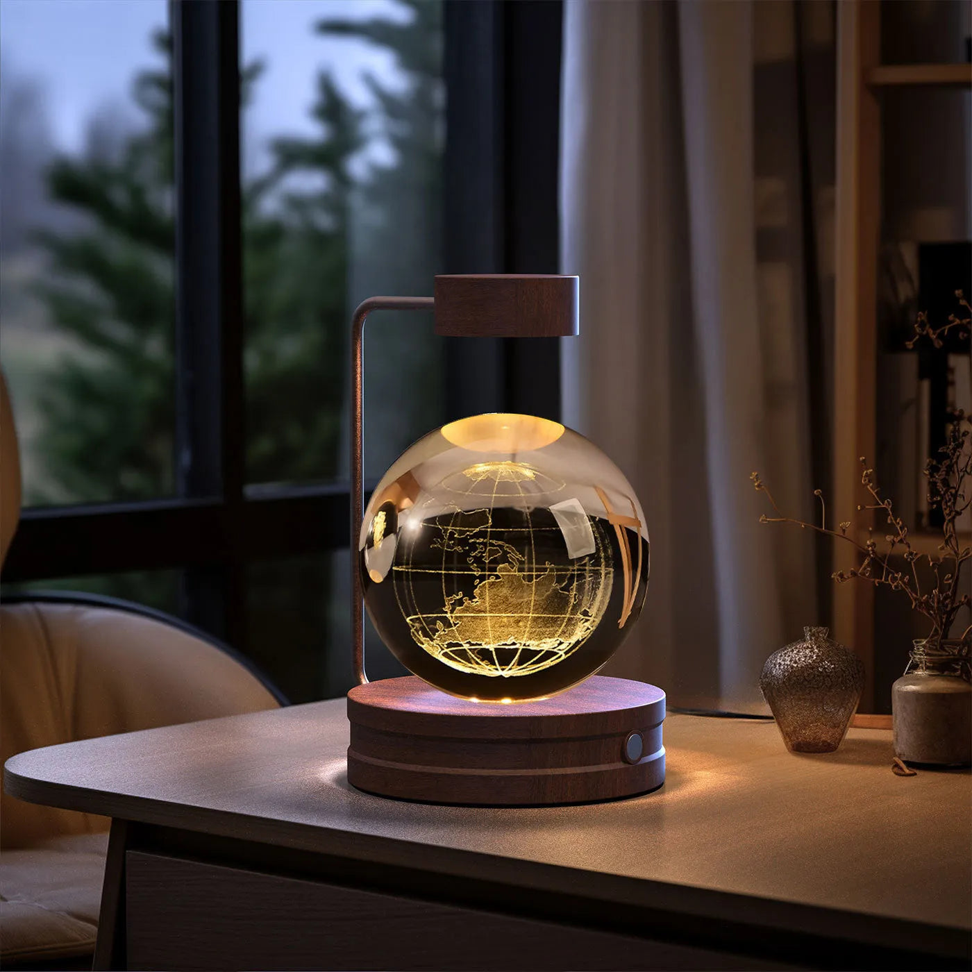 Crystal Ball Cosmic Dinosaur Indoor Night Light USB Powered Warm Bedside Lamp Birthday Gift