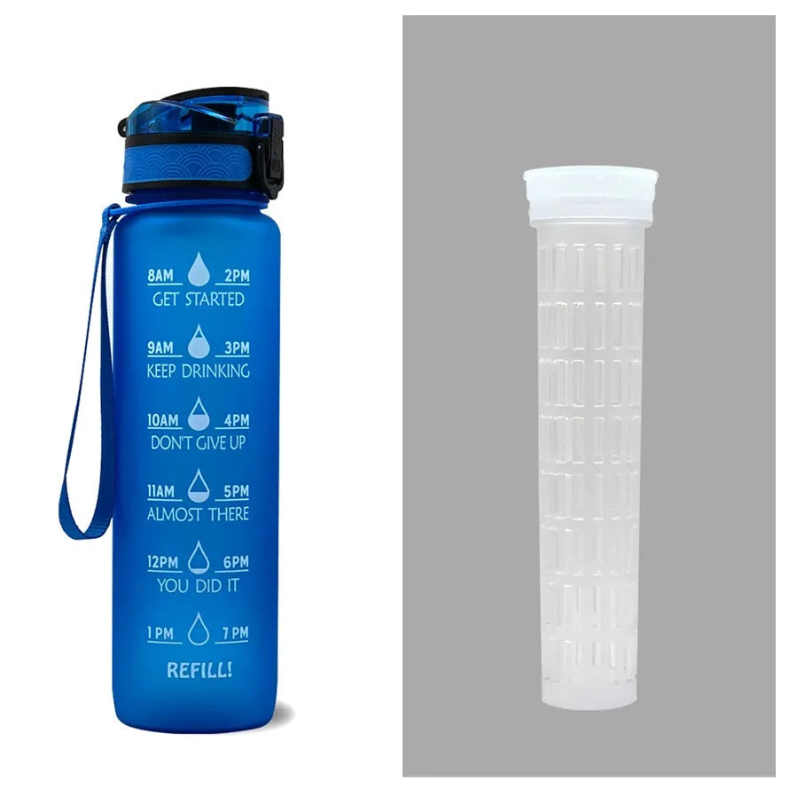 1 Liter Tritan Water Bottle With Time Marker Leakproof Cup For Sports Fitness Activities