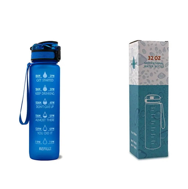 1 Liter Tritan Water Bottle With Time Marker Leakproof Cup For Sports Fitness Activities