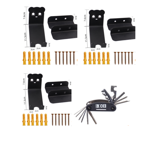 Bicycle rack wall hook Bike Hook, Bicycle Storage Hanger, Rubber Coated Heavy Duty Screw-in Ceiling Hooks for Tools, Garage Wall Organizer, 4 Pack