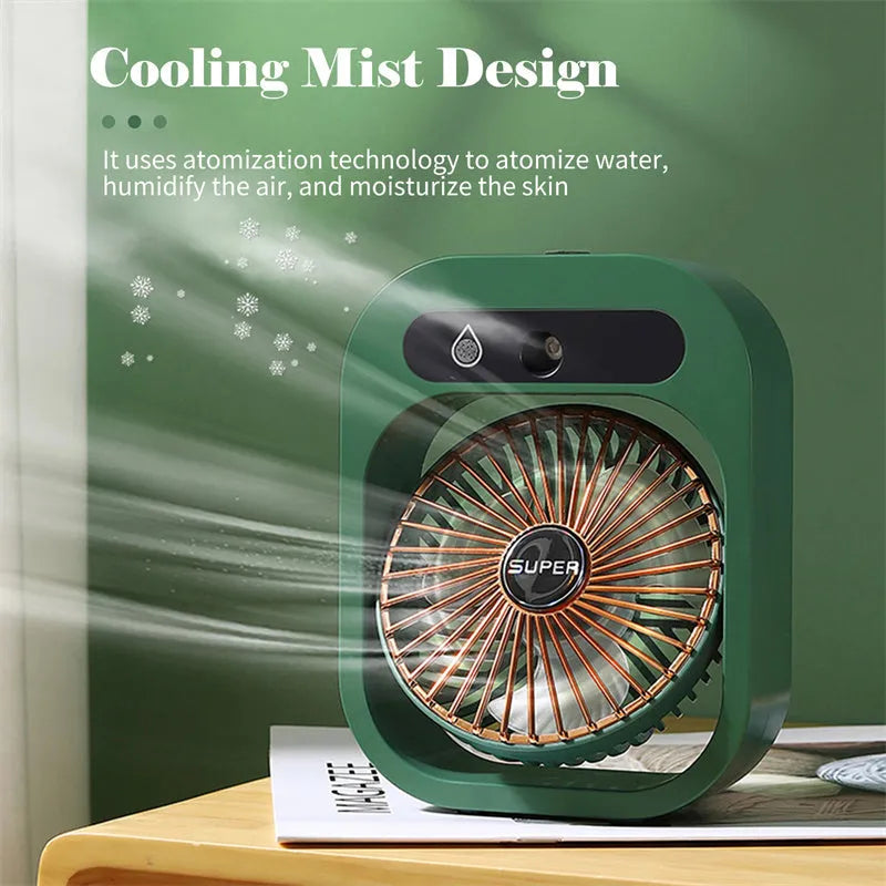 Air Conditioning Fan For Desk USB Rechargeable Misting Fan Air Cooler Portable Spray Fan With 3 Wind Speeds And Humidifier