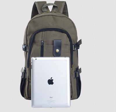 Men's Canvas Backpack – Durable Zipper Student Bag for School & Daily Use