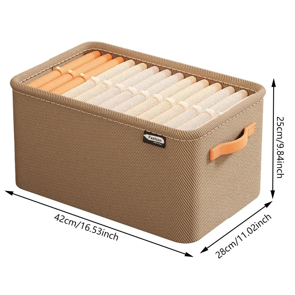 Cabinet Drawer Organizer Versatile Socks Storage Basket with Handle and Steel Frame Thickened Foldable Fabric for Home Wardrobe