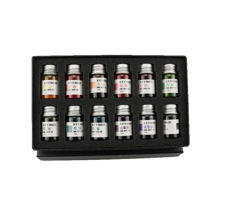 Non-Carbon Dip Pen Gold Powder Color Ink Calligraphy Ink Set, Calligraphy Fountain Glass Dip Pen Color Ink Caligrapher Pen Ink Bottle Set,