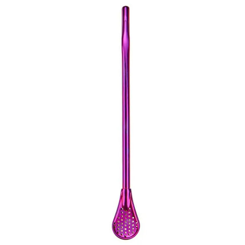 Stirring Spoon With Stainless Steel Filter Straw For Adults