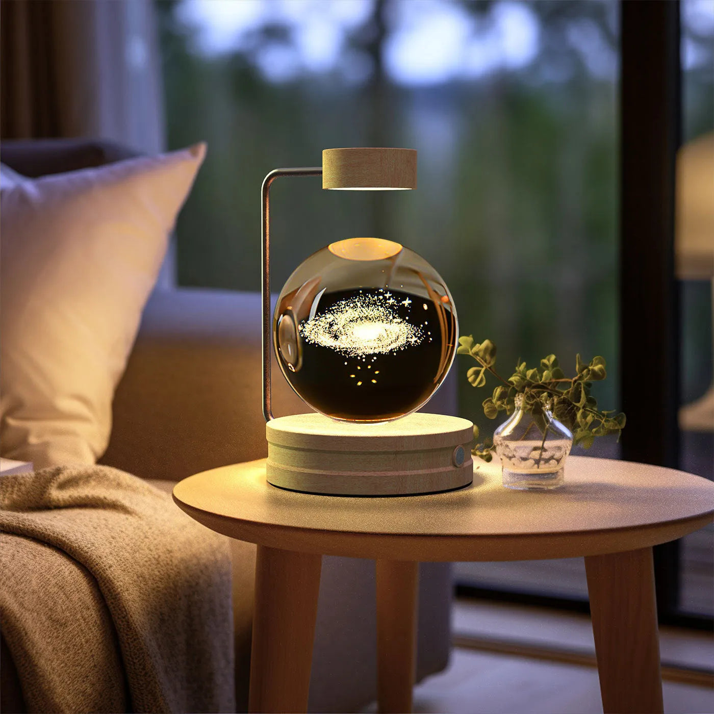 Crystal Ball Cosmic Dinosaur Indoor Night Light USB Powered Warm Bedside Lamp Birthday Gift