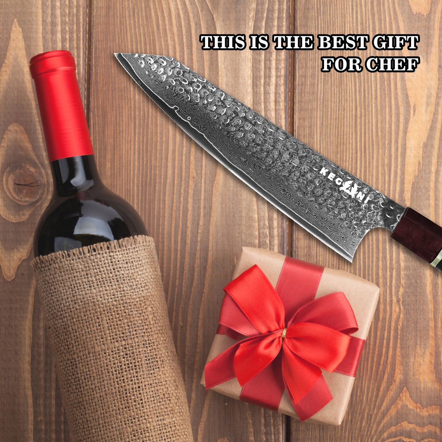 Kegani Kiritsuke Knife - 8 Inch Professional Japanese Chef's Knife 67 Layers Japanese VG-10 Damascus Steel Ultra-Sharp Kitchen Knives Gyuto Knife