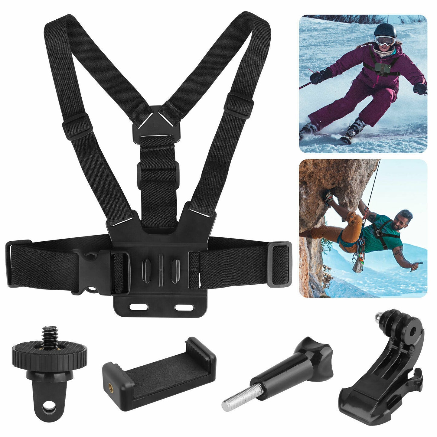 Mobile Phone Chest Strap Harness Mount Head Strap Holder Kit for POV/VLOG,Cell Phone Clip Compatible with iPhone,Samsung,