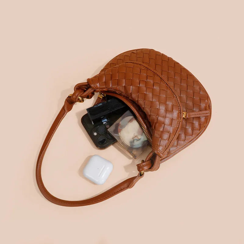 Crossbody Woven Bag New Premium Versatile Women's Bag in Black Brown and Wine Red