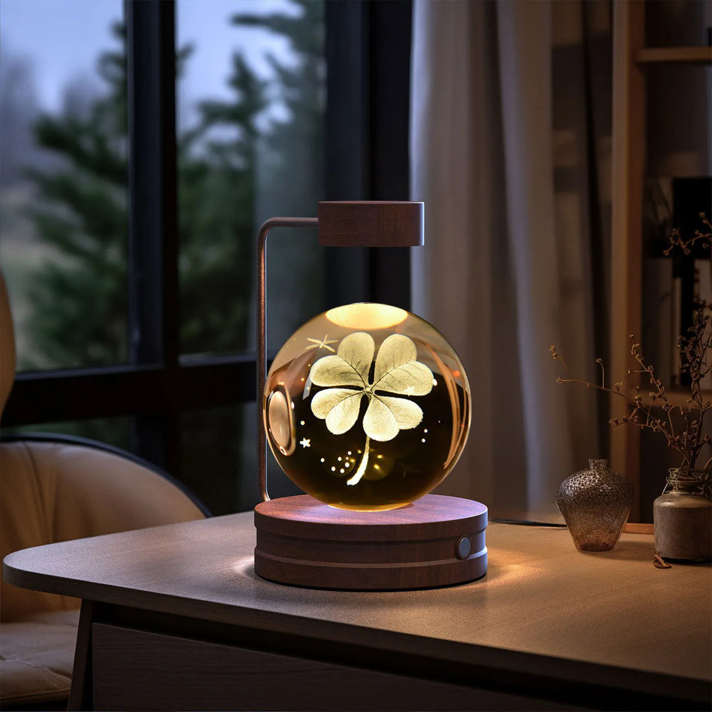 Crystal Ball Cosmic Dinosaur Indoor Night Light USB Powered Warm Bedside Lamp Birthday Gift