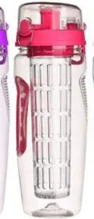 1000ml BPA Free Plastic Water Bottle With Fruit Infuser Sport Design Leakproof Unbreakable