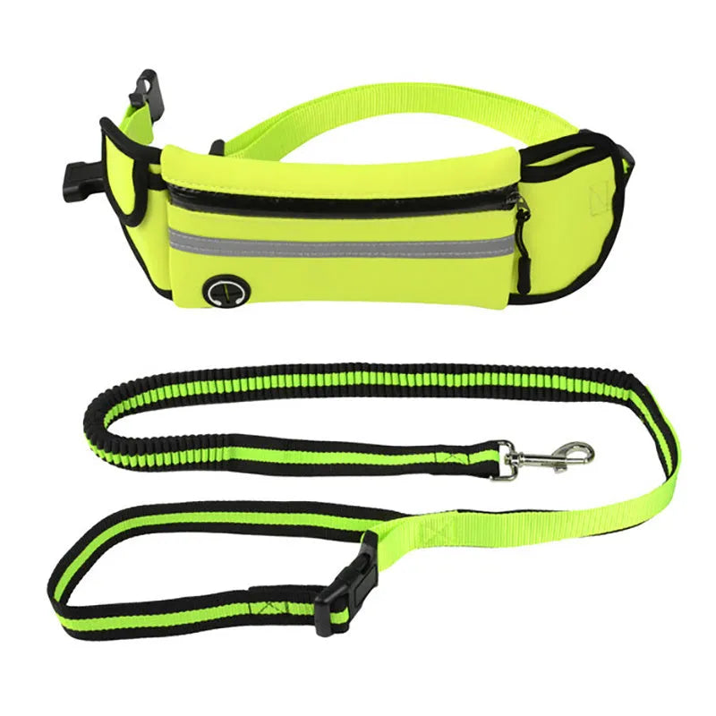 Pet Waist Bag with Sports Traction Rope Reflective Waterproof Design for Running