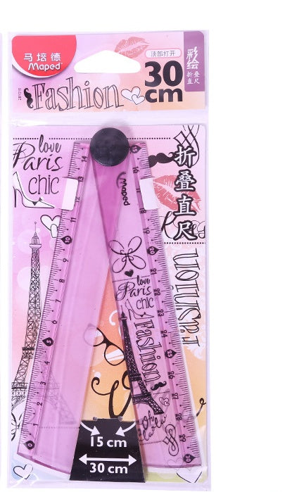 Folding Ruler 30cm Widened Rotary Ruler Folding Ruler Multi Acrylic Folding Ruler Angle Measurement Ruler Clear Flexible Black and White Rulers