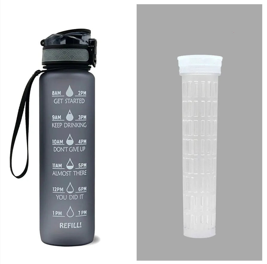 1 Liter Tritan Water Bottle With Time Marker Leakproof Cup For Sports Fitness Activities