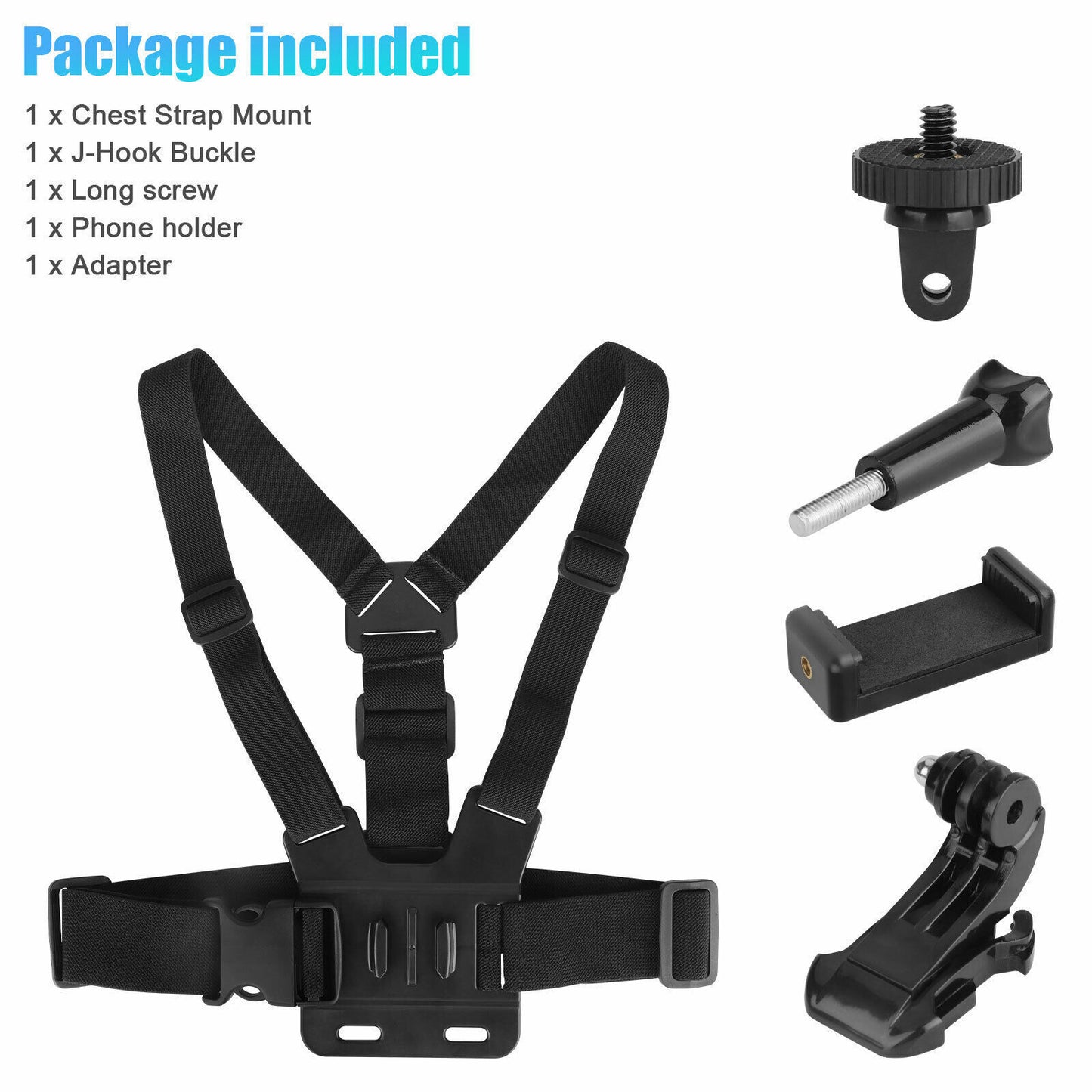 Mobile Phone Chest Strap Harness Mount Head Strap Holder Kit for POV/VLOG,Cell Phone Clip Compatible with iPhone,Samsung,