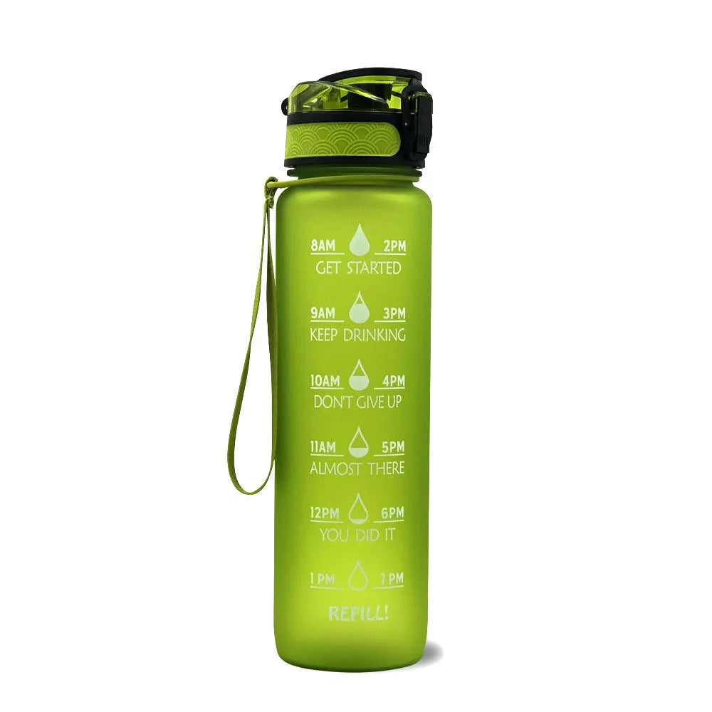 1 Liter Tritan Water Bottle With Time Marker Leakproof Cup For Sports Fitness Activities