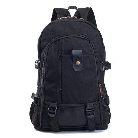 Men's Canvas Backpack – Durable Zipper Student Bag for School & Daily Use
