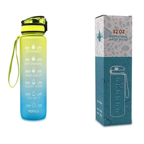 1 Liter Tritan Water Bottle With Time Marker Leakproof Cup For Sports Fitness Activities