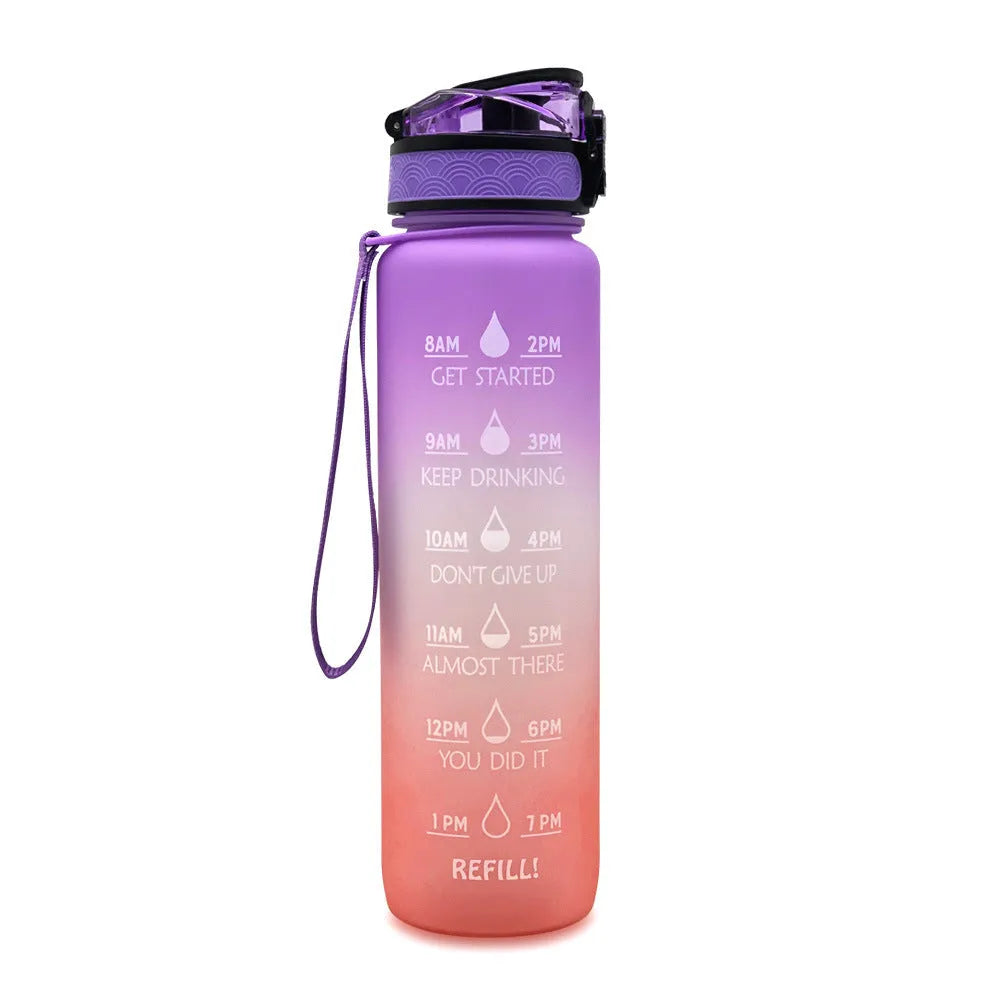 1 Liter Tritan Water Bottle With Time Marker Leakproof Cup For Sports Fitness Activities