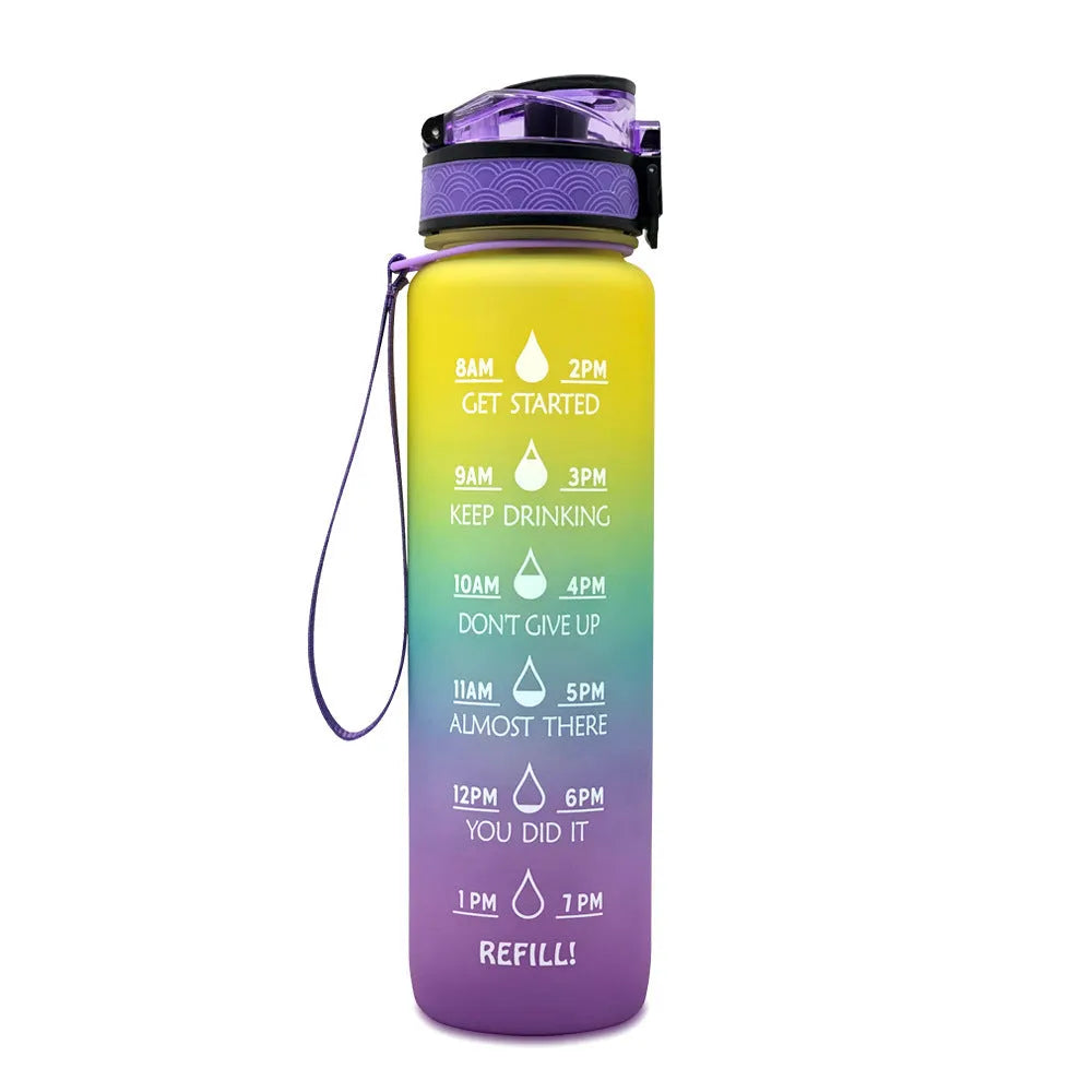 1 Liter Tritan Water Bottle With Time Marker Leakproof Cup For Sports Fitness Activities