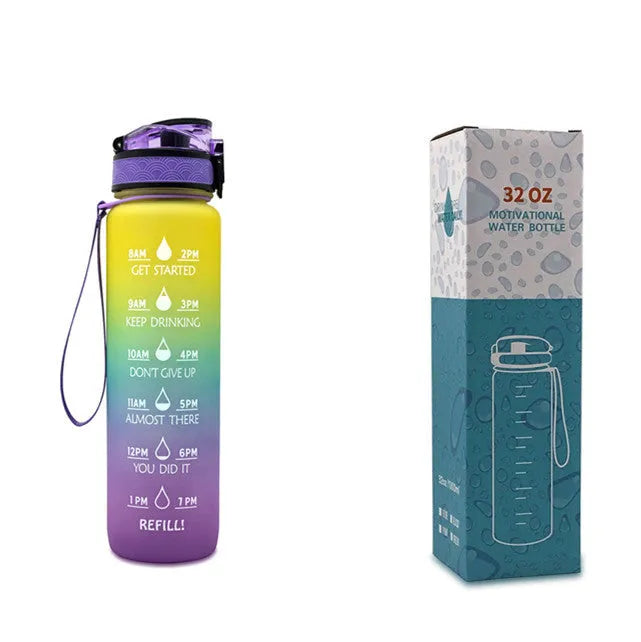1 Liter Tritan Water Bottle With Time Marker Leakproof Cup For Sports Fitness Activities