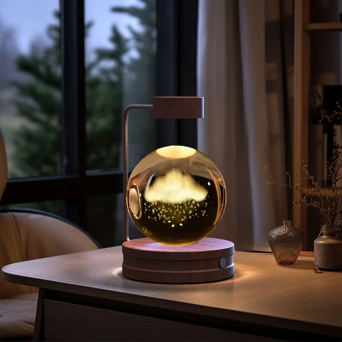 Crystal Ball Cosmic Dinosaur Indoor Night Light USB Powered Warm Bedside Lamp Birthday Gift
