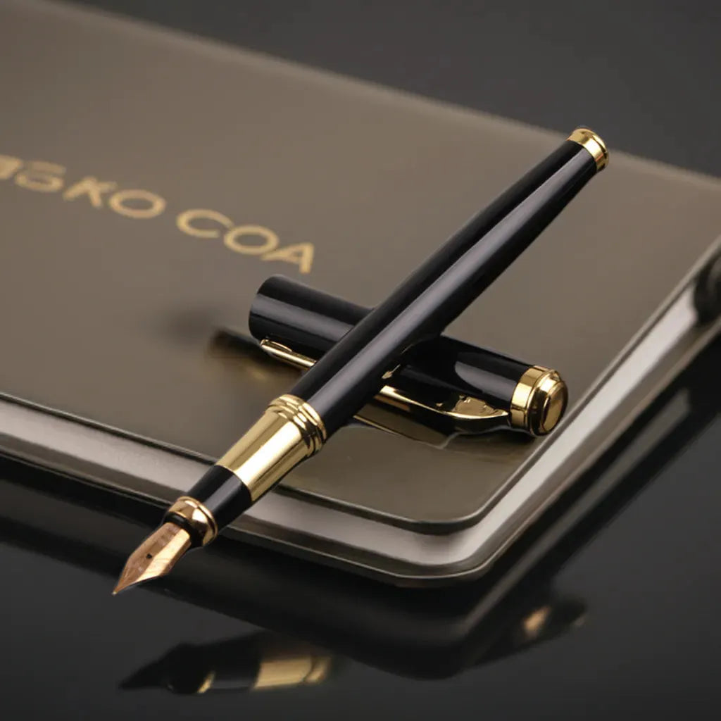 Fountain Pens Push Pull Refillable F Nib Smooth Writing Metal Clip Ideal for Students Beginners Calligraphy Gift Business