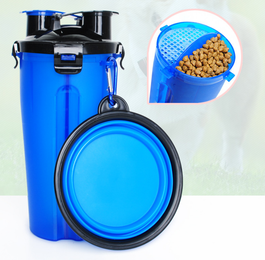 2 In 1 Pet Water Bottle Dispenser Travel Portable Dog Cat Drinking Silicone Bowl