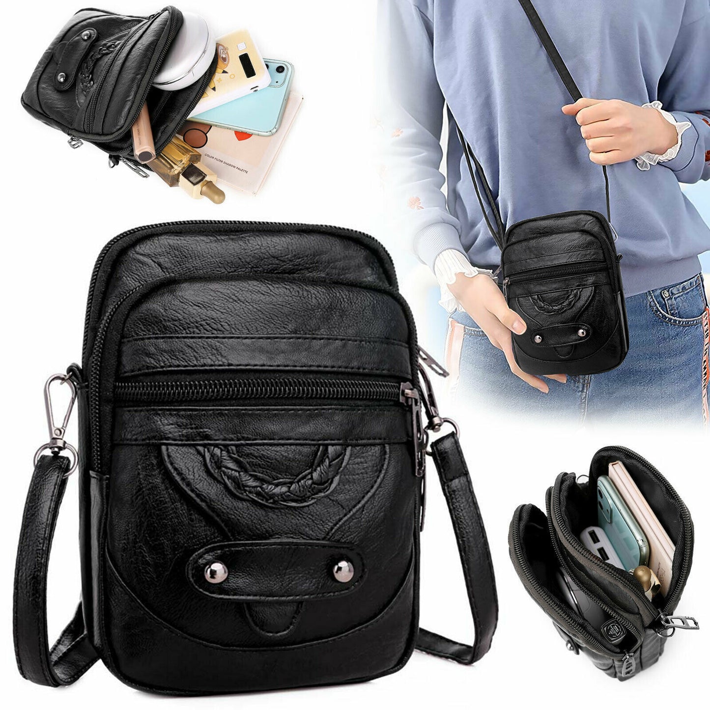 Cross-body Small Cell Phone Case – Stylish PU Leather Phone Purse Wallet Shoulder Bag for Women