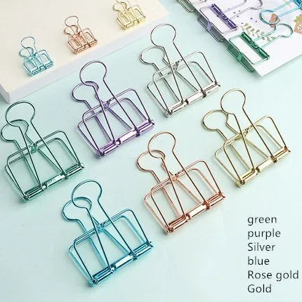 Medium Metal Wire Binder Clips Colorful Hollow Out Paper Organizers Office School Accessories