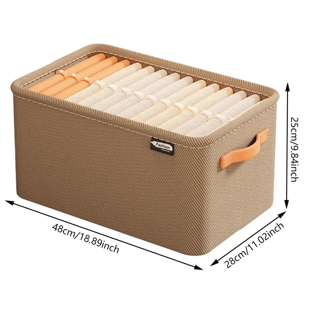 Cabinet Drawer Organizer Versatile Socks Storage Basket with Handle and Steel Frame Thickened Foldable Fabric for Home Wardrobe