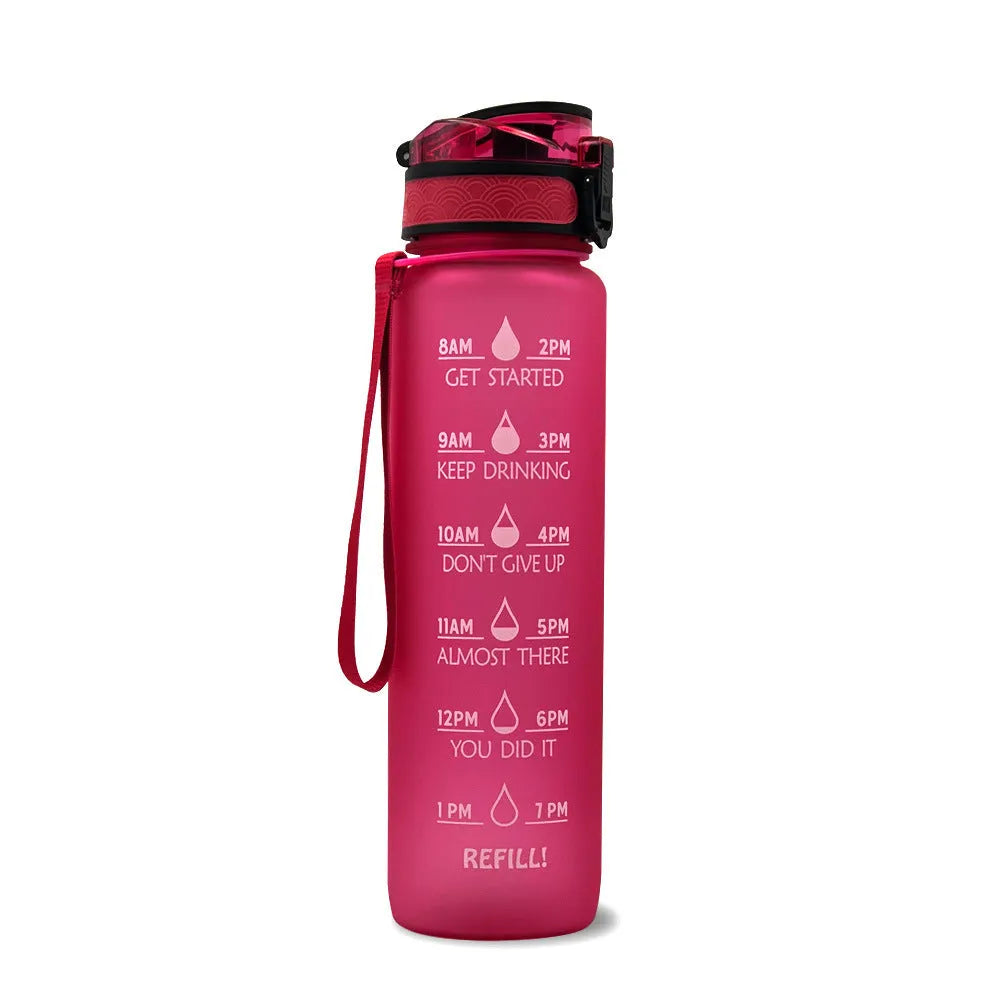 1 Liter Tritan Water Bottle With Time Marker Leakproof Cup For Sports Fitness Activities
